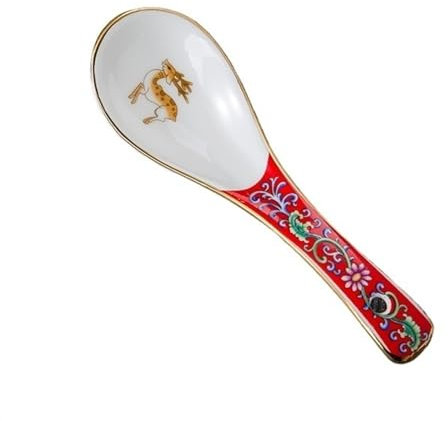 Dh2yjnbf3 Servierlöffel China Jingdezhen Keramik Kleiner Suppenlöffel mit Goldrand, Haushalts-Suppenlöffel, emaillierter Löffel aus Knochenporzellan, Reislöffel, Restaurant-Keramiklöffel Löffel(D)