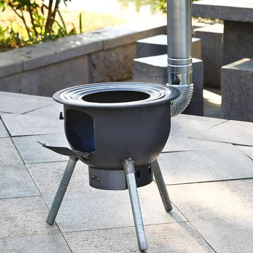 Holzofen Wohnzimmer Klein, Holzofen Outdoor, Holzofen Zum Kochen für Entspannte Abende, Gartenofen Aus Hochwertigem Stahl Tragbarer Holzofen(52 * 53cm)