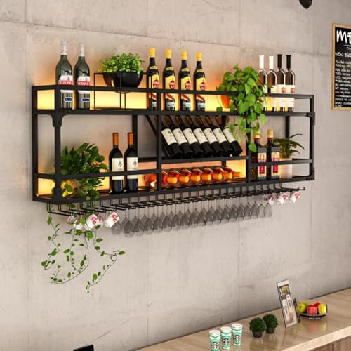 Modernes Weinregal zur Wandmontage, mit Glashalter, großer Mini-Barschrank aus Metall für Wohnzimmer, stilvolles Eisen, Likör-Flaschenregal, Heimbar, Dekoration