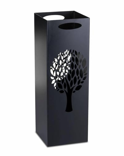 HowHomely Portaombrelli in metallo | Portaombrelli nero 60 x 21 cm | Supporto per ombrello con design di un albero per la decorazione di ufficio o corridoio