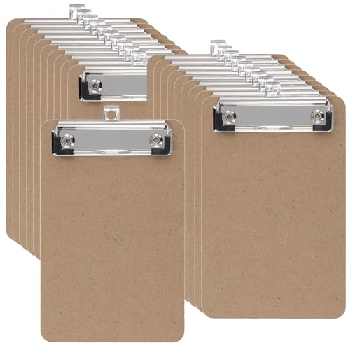 FUNSUEI 20 Stück A6 Holz Klemmbrett, Klein Schreibbretter Klemmbretter Set, Schreibplatte Zwischenablage für Restaurant Bar Service, 185 x 120 x 2,7mm, Braun