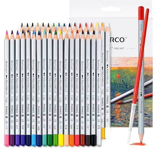 MARCO 7120 Wasserlösliche Buntstifte – 36 Farben, Sechskant. Ideal für Kunstliebhaber und professionelle Maler. Aus Naturholz, leicht tragbar. Ein perfektes Festtagsgeschenk.
