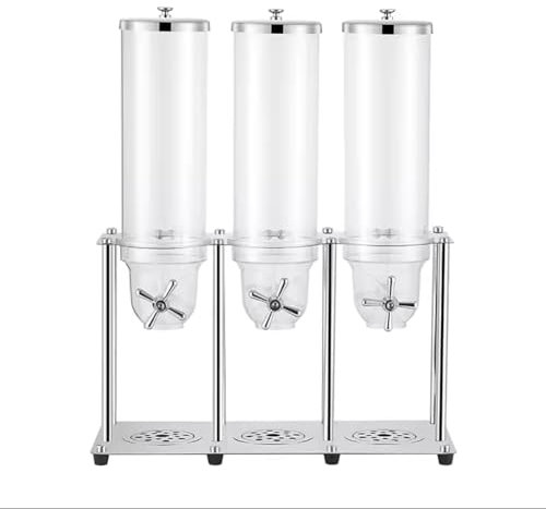 IUokLU Dispensador de Alimentos Secos de autoservicio Dispensador de Cereales de Cocina de Acero Contenedor de Triple Control de 105 l Interruptor Giratorio de 360°，
