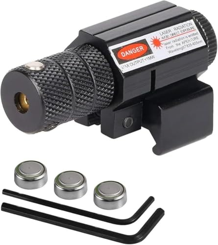KinZon Mira Láser Táctica Roja con Montaje en Rail Picatinny 20mm, para Fusiles de Caza, Carabinas, Pistolas y Armas Cortas, Airsoft. 2 Diseños a Elegir