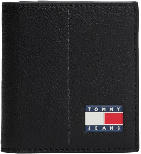 TOMMY JEANS Herren Geldbeutel Heritage Coin Faltbar, Schwarz (Black), Einheitsgröße