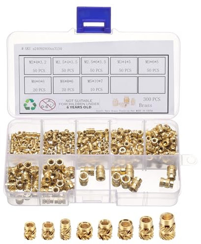 QUARKZMAN 300 Stück M2 M2,5 M3 M4 M5 Gewindeeinsatz Einpressmutter Messing Gewindemutter Einschmelzgewinde Rändelmutter Threaded Inserts für 3D Druck Kunststoffschale