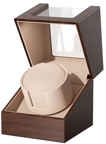 Racokky Automatic Single Watch Winder Box, Brown, 1 Pack