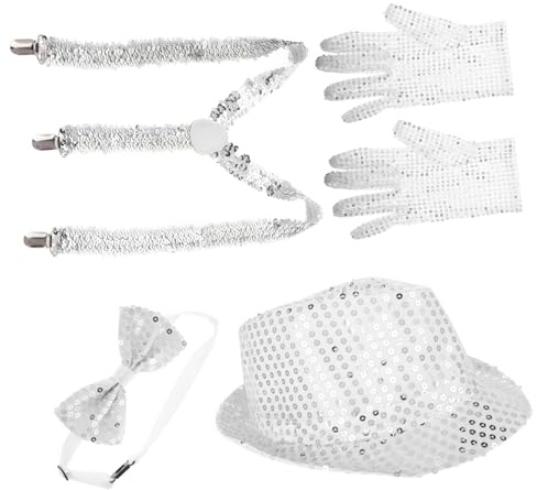 BESPORTBLE Disco- Fedora-Hut mit Pailletten Zylinder mit Pailletten glitzernder Fedora-Hut weiße -Hüte für Frauen funkelnde Fliege Kostüm Fliege Glitzer Tuch Silver