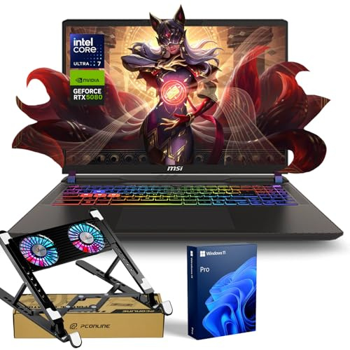 MSI Vector 16 HX RTX 5080 Pantalla QHD+ 240Hz de 16 pulgadas, Ultra 7 255HX(Beats i9-13900HX), NVIDIA GeForce RTX 5080 AI Pro Gaming Laptop, 64GB DDR5, 4TB SSD, RGB retroiluminado, paquete con