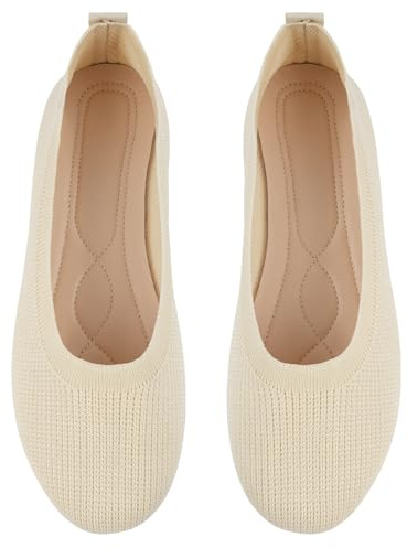 OFFCUP Ballerines Femme en Maille Ballerines Plates en Tricot Chaussures de Marche à Enfiler Chaussures Plates Confortable Ballerine à Bout Rond Respirantes Chaussure Classiques Mocassins