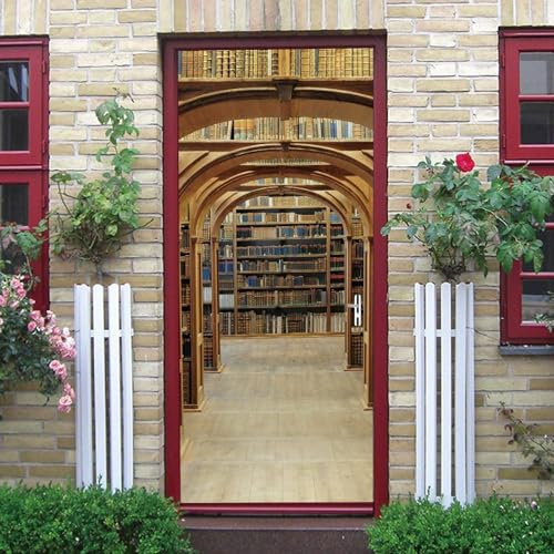 3D Türposter Türtapete Bücherregal Im Retro-Stil 90 X 210 Cm Türtapete Selbstklebend Türposter Fototapete Türfolie Poster Diy Selbstklebende Wandbild Pvc Wasserdichte Tapete - Türwandau-6880959602023