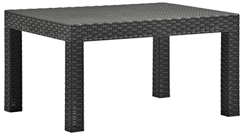 HaoChrymec Gartentisch Anthrazit mit PP Rattan, Wetterfest, Ideal für Balkon und Garten, Beistelltisch Outdoor, Loungetisch für Terrasse, 58x58x41 cm