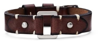 Fossil Herren Leder mit Schnallenverschluss Armband