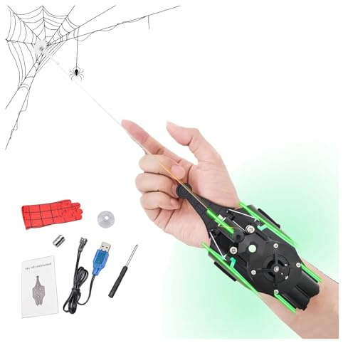 ZGHQHCDRH Lanceur de Toile d'araignée, Lanceur à Corde Rechargeable USB avec Aimant et Ventouse, Accessoires for Bracelets lanceurs de Cosplay Super-héros(Black)