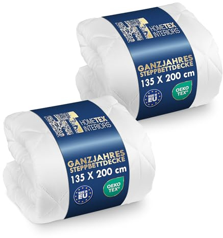 MS Hometex Interiors Bettdecke 135x200 Ganzjahresdecke 2er Set – Steppdecke Mikrofaser & Silikonfüllung 270 g/m² – Atmungsaktiv, Allergikergeeignet, Weiß