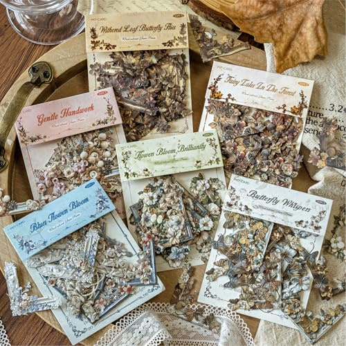 120 Stück Scrapbook Zubehör Sticker,Retro Aufkleber für Bullet Journaling | Scrapbook Journaling Zubehör Set,Wald Eckenaufkleber für Scrapbooking,Journaling,Junk Journal,DIY Craft,Laptop,Adults
