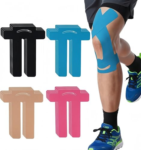 16pcs Cintas Kinesiologicas Rodilla Kinesiotape, Deportivo Vendaje Neuromuscular Impermeable y Transpirable Esparadrapo para Alivio del Dolor Muscular y Soporte Articular