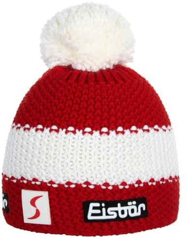 Eisbär Mütze Herren & Damen Star Pompon Ski Austria - Merino Wintermütze Unisex mit Fleece schützt vor Kälte und Wind - Bommelmütze atmungsaktiv elastisch Haube aus Österreich