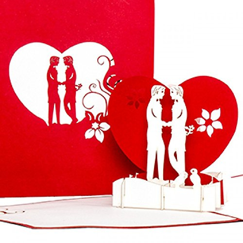 Pop Up Karte Gay Boys in Love - Schwule Liebe – 3D Hochzeitskarte, Valentinskarte & Einladungskarte zur schwulen Hochzeit - Geschenk & Geschenkidee zum Valentinstag