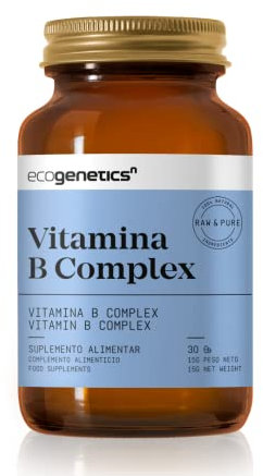 ECOGENETICS - Vitamina B Complex 30 Cápsulas | Complejo Vitamina B Completo para Energía | Pastillas Memoria y Concentración | Vitaminas para el Cansancio | Detox Higado con Antioxidantes Potentes