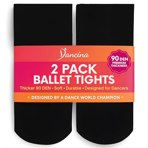 Dancina Ballet Tights Little Girls Ultra Soft Microfiber Ballet Small Leggings S (3-5) Black x2