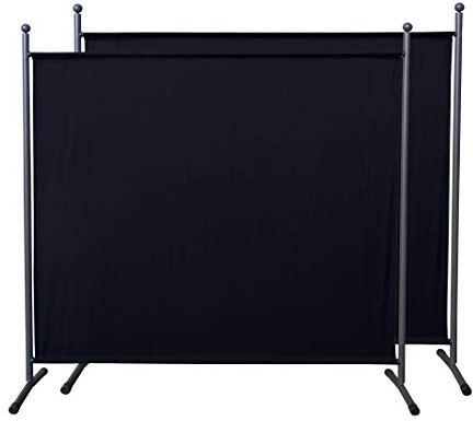 QUICK STAR 2 delar Paravent 180 x 178 cm tyg rum delare trädgård avdelning vägg balkong privat skärm svart