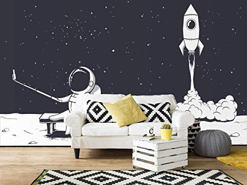 Oedim Fotomural Infantil Vinilo para Pared Nave y Astronauta | Mural | Fotomural Infantil Vinilo Decorativo |500 x 300 cm | Decoración comedores, Salones, Habitaciones
