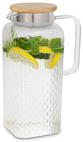GLASWERK Glaskaraffe mit Deckel (1,9L) und Sieb im Ausguss - Wasserkrug mit Deckel - Karaffe Glas mit Deckel aus stabilem Borosilikatglas, Wasserkaraffe, Gluggle Jug, Glas Karaffe
