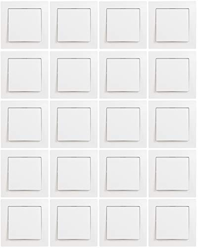 MC POWER - 20er Pack Wechselschalter mit Rahmen | FLAIR | Schalter-Set mit Rahmen, Klemmanschluss, weiß, matt