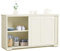 GOPLUS Buffet Commode Bas avec 2 Etagères, Tablette Hauteur Réglable, Vaisselier/Bahut de Cuisine avec Porte Coulissante, Meuble de Rangement en MDF, 106,5 x 33 x 60 CM, Beige