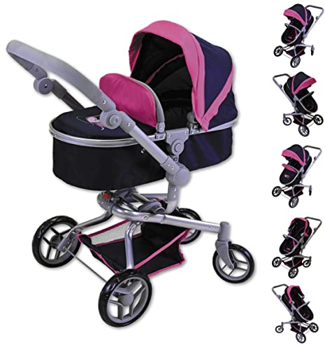 KNORRTOYS.COM 90933 Puppenwagen Boonk-Flying Hearts Blue pink