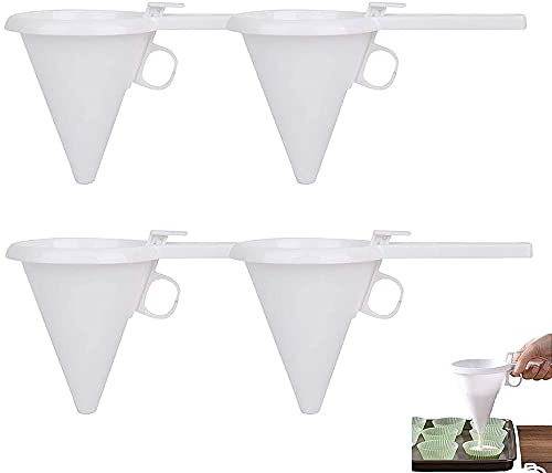 4 Pièces Entonnoir pour Pâte à Gâteaux Pâte, Distributeur d'Entonnoir de Cuisson, Mini Entonnoir a Piston, Entonnoir en Plastique de Cuisine à Main Réglable, pour La Cuisine Faisant Des Desserts
