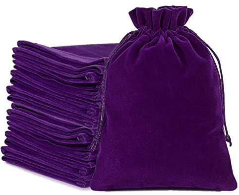 Wanfoou Sacchetti per Gioielli,20 PCS Borsa in velluto Borsa per gioielli Borsa con coulisse, borsa con coulisse riutilizzabile, Borsa per gioielli regalo per banchetti (9 * 12CM Viola)