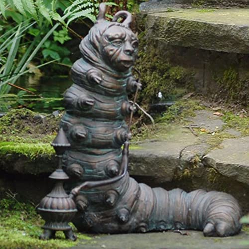 PW TOOLS Vintage Wunderland-Gartenskulptur, Alice im Wunderland, Gartenornament, Gusssteingarten, stehend, Häschen-Statue, Ornament, Innen- und Außenbereich, Terrasse, Figur, Garten-Ornament