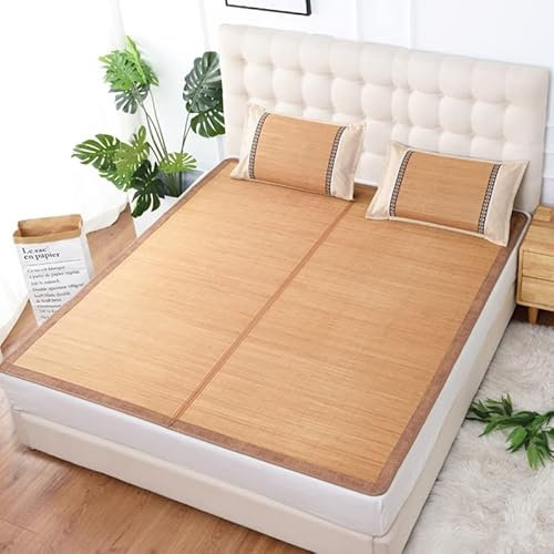 Kühle Matratze 1,8 m Bett Strohmatte Faltbare doppelseitige Eisseidenmatte 1.2 Sommer 1,5 m Luxus-Bambusmatte ohne Kissenbezüge(Color-3,200x220cm)