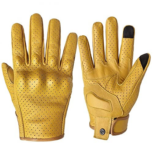 GEDASHU Motorradhandschuhe Motorradhandschuhe Touchscreen Leder Gelb Taktikhandschuh Herren Damen Fahrrad Radfahren Vollfinger Motorrad Motocross Luvas