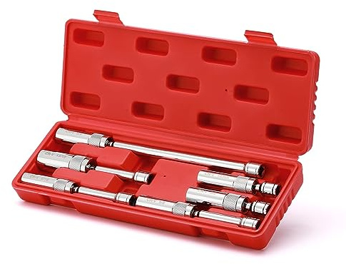 EMENTOL 6 x 3/8-Zoll-Antrieb, magnetisch, schwenkbar, Zündkerzen-Steckschlüssel-Set, 12-Punkt, CR-V, Verlängerungssteckschlüssel, inklusive 9/16 Zoll, 5/8 Zoll, 13/16 Zoll, 14 mm Stecknüsse