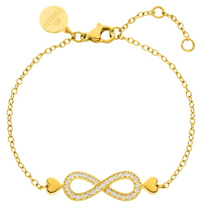Purelei Eternal Love Armband, Damen Armband aus langlebigem Edelstahl, wasserfestes Armband Damen mit Infinity- und Herzanhänger, 16-19 cm Länge verstellbar