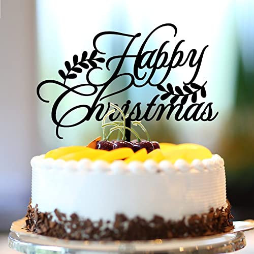Happy Christmas Geburtstag Cupcake Topper Schneeflocke Weihnachtsbaum Cupcake Topper für Verlobung Nuptial Food Picks Kuchen Dekorationen Niedlich Elegant Happy New Year Eve Acryl Schwarz