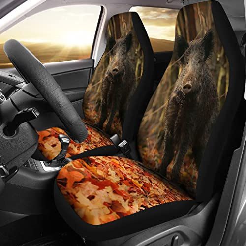 2Er Set Autositzbezüge Atmungsaktiv Auto-Schonbezüge Sanft Auto-Zubehör Universal Für SUV Wildschweinjagd,Sinnvolles Geschenk Für Wildschweinliebhaber Wildschweinjagd, Leben Auf Der Jagd