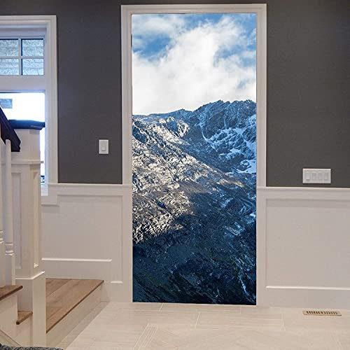 3D Türaufkleber Selbstklebendes Türposter - Berg Himmel Landschaft 90 X 200 Cm - Fototapete Türfolie Poster Tapete - Pvc Abnehmbar Türposter Türtapete Wandbild Für Wohnzimmer Büro - Junge Mädchen Zim