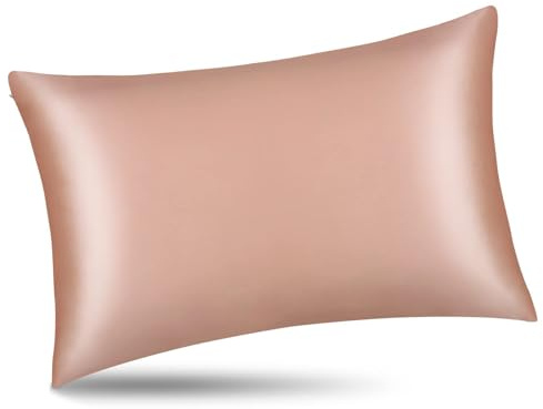 ALASKA BEAR 100% 19 Momme Mulberry Silk Pillowcase, 50x75 cm, Both Sides Silk, 600 Thread Count, Hypoallergenic Pillow Shams Cover for Skin Health with Hidden Zipper (1pc, Rose Gold)