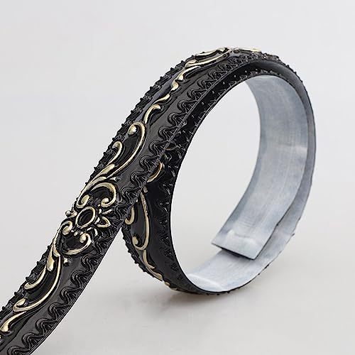 Dostear TapetenbordüRe Selbstklebende BordüRe Wand Wohnzimmer Tapeten Fliesenaufkleber Bad Dekoband Selbstklebend 9- schwarzes Gold 3.6 x 500 cm