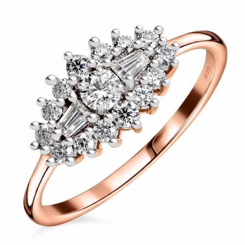 TJC Moissanite Cluster Boat Ring for Women 925 Sterling Silver Statement