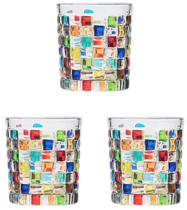 NeaxgeandX Set di 3 bicchieri da whisky, vodka, tequila, rum, liquori, per hotel, matrimoni, quadrati, piccoli