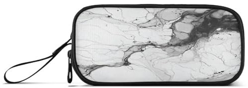 Weißer Schwarzer Marmor Federmäppchen Federtaschen Mäppchen Schlamperbox Tasche für Jungen Mädchen Schüler