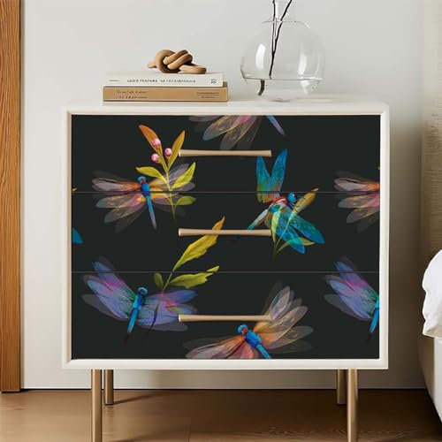 Selbstklebende Tapete Libelle Schwarz Gelb Strukturtapete Wandtattoo Schlafzimmer Tapete Selbstklebend Vliestapete Wallpaper for Living Room Tapeten Leicht zu Entfernen Wandschutzfolie 45x300cm