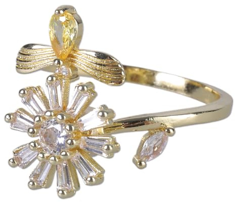 HIOPOIUYT Anxiety Ring Blume Frauen Spinner Stressabbau Ringe, Siehe Abbildung