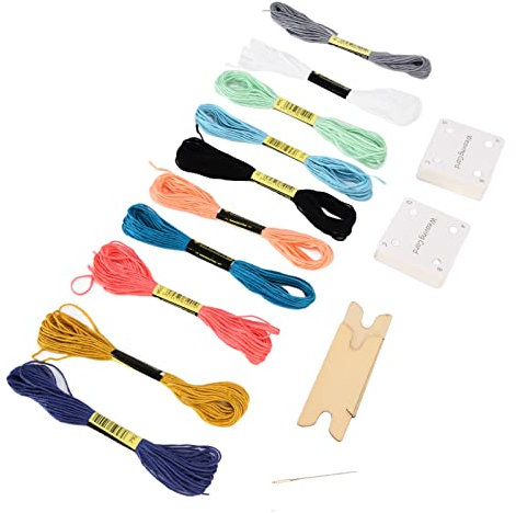 Kleidungszubehör Kartensets Flache Webkarten mit 10 Farbigen Stickgarnen 2 Schiffchen und Stoffbeutel Webzubehör für DIY-Handwerk 30 Stück Basteln Stricken
