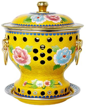OYWEHECE Kupfer-Hot Pot, Alter Pekinger Kupfertopf für Einzelpersonen, Chinesischer Traditioneller Cloisonné-Hot Pot, Kommerzielle Kleine Chafing Dishes für 1–2 Personen, Alkoholherd,A